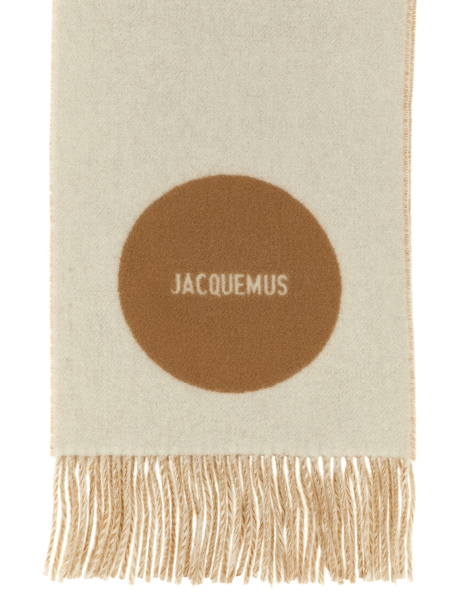 Jacquemus Virgin Wool Colorblock Scarf — Cream, view 3