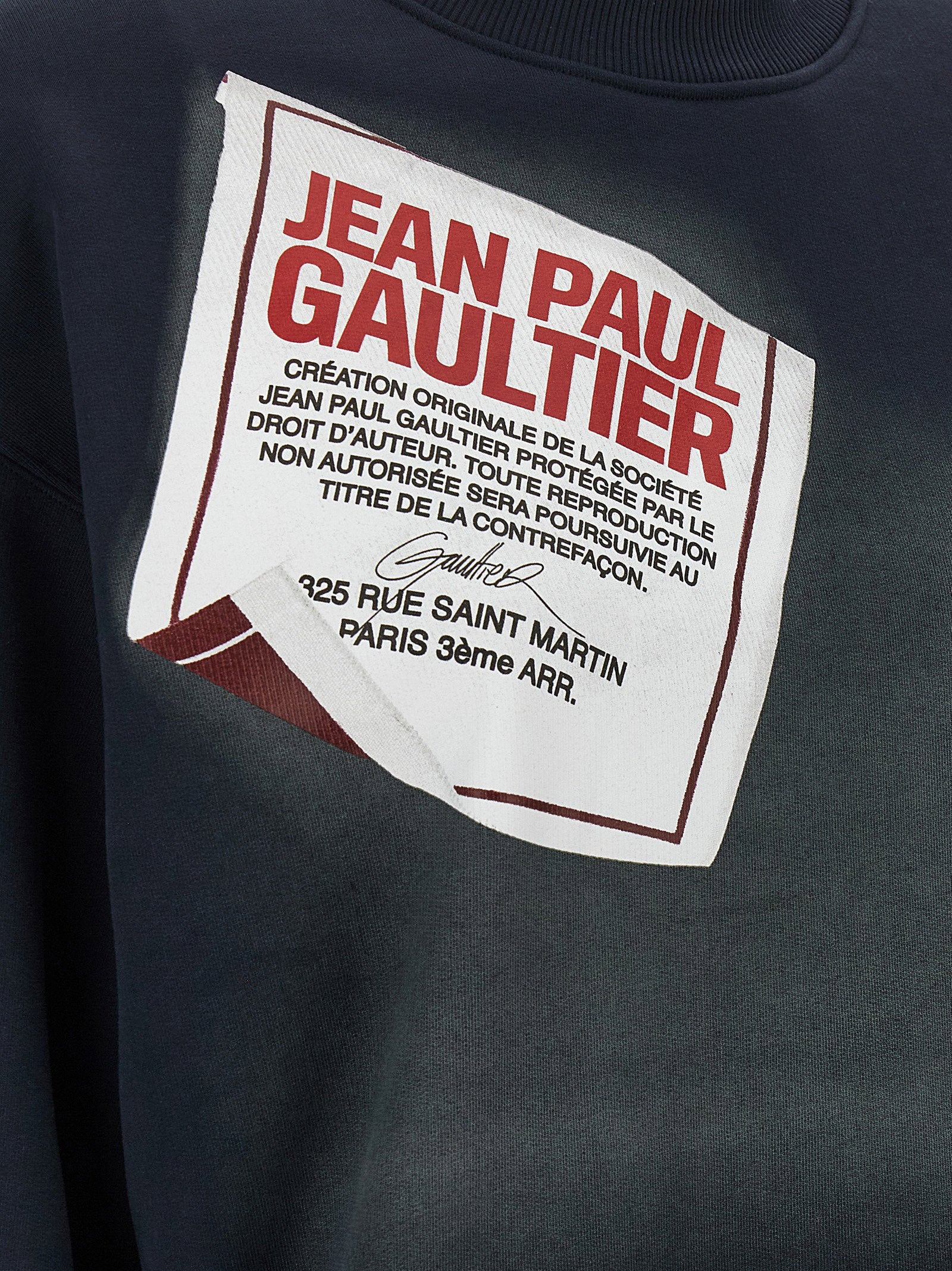 Jean Paul Gaultier Logo-Print Brushed Cotton Sweatshirt — Black, view 4