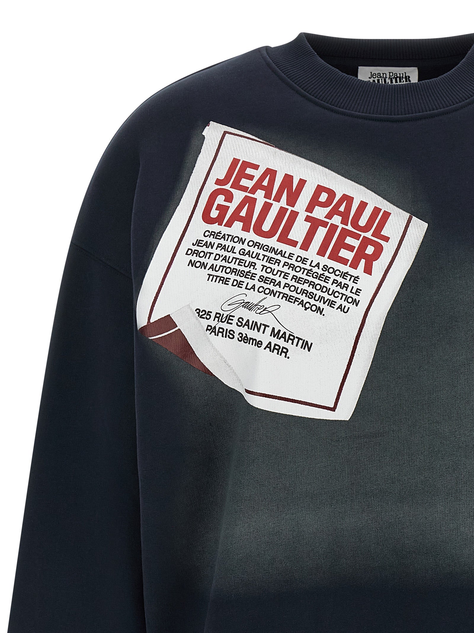 Jean Paul Gaultier Logo-Print Cotton Sweatshirt — Navy, view 3