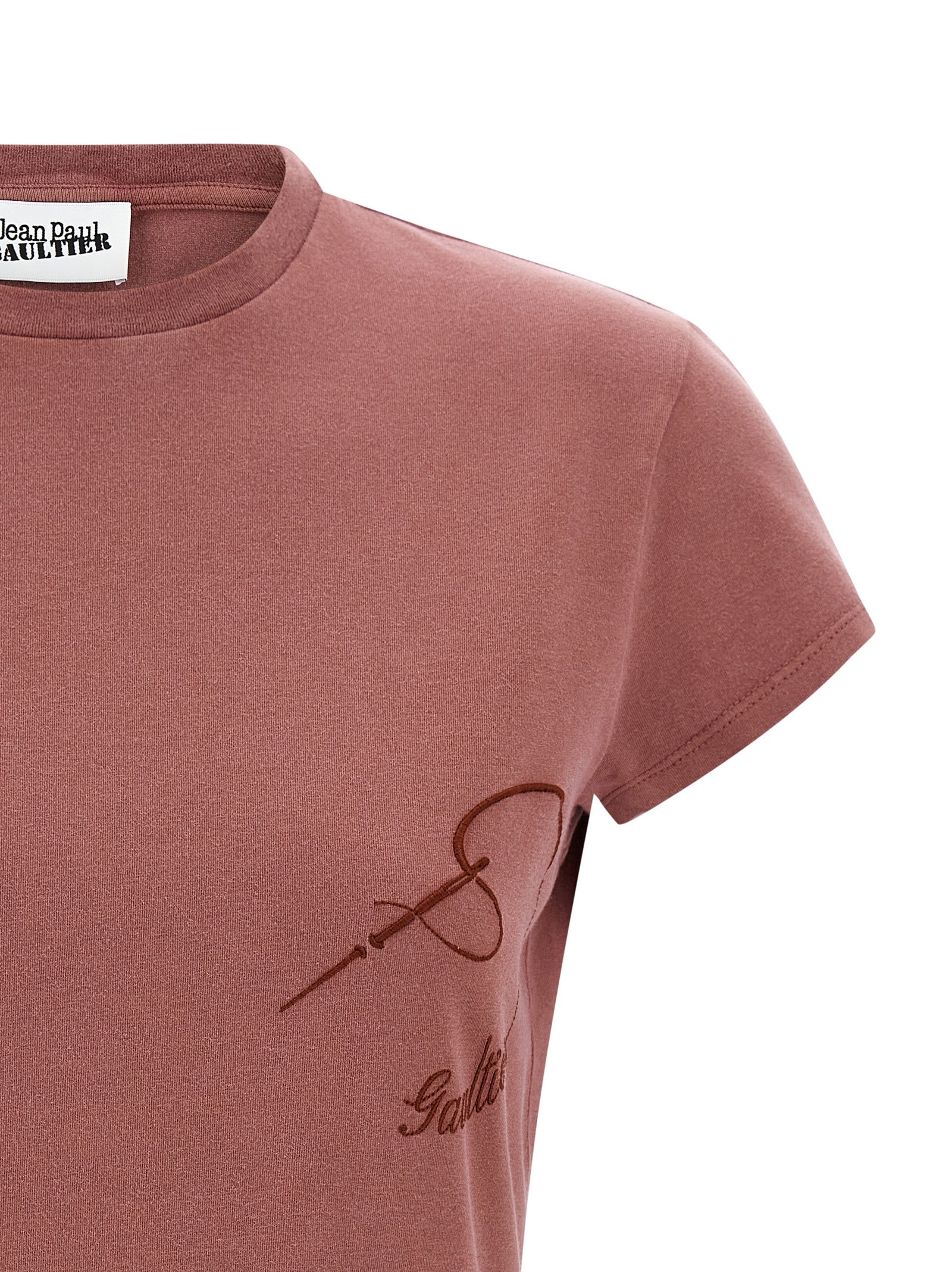 Jean Paul Gaultier Organic Cotton Logo-Embroidered T-Shirt — Rose gold, view 3