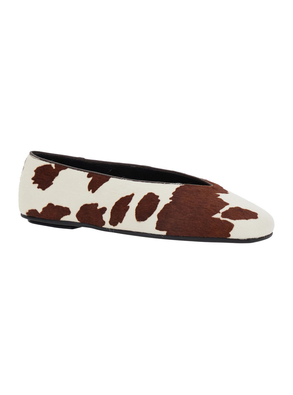 Jeffrey Campbell Cow-Print Canvas Ballet Flat — Brown, view 2