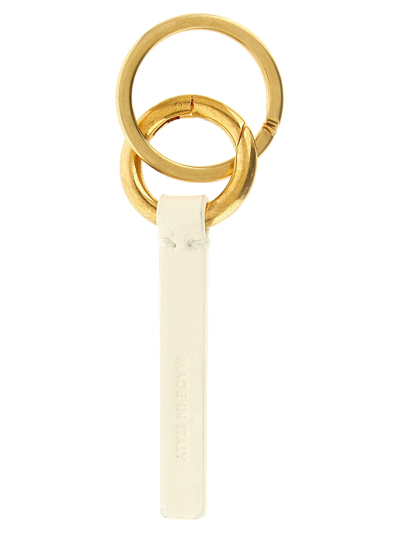 Jil Sander Logo-Stamped Calf Leather Key Case — Eggshell, view 2