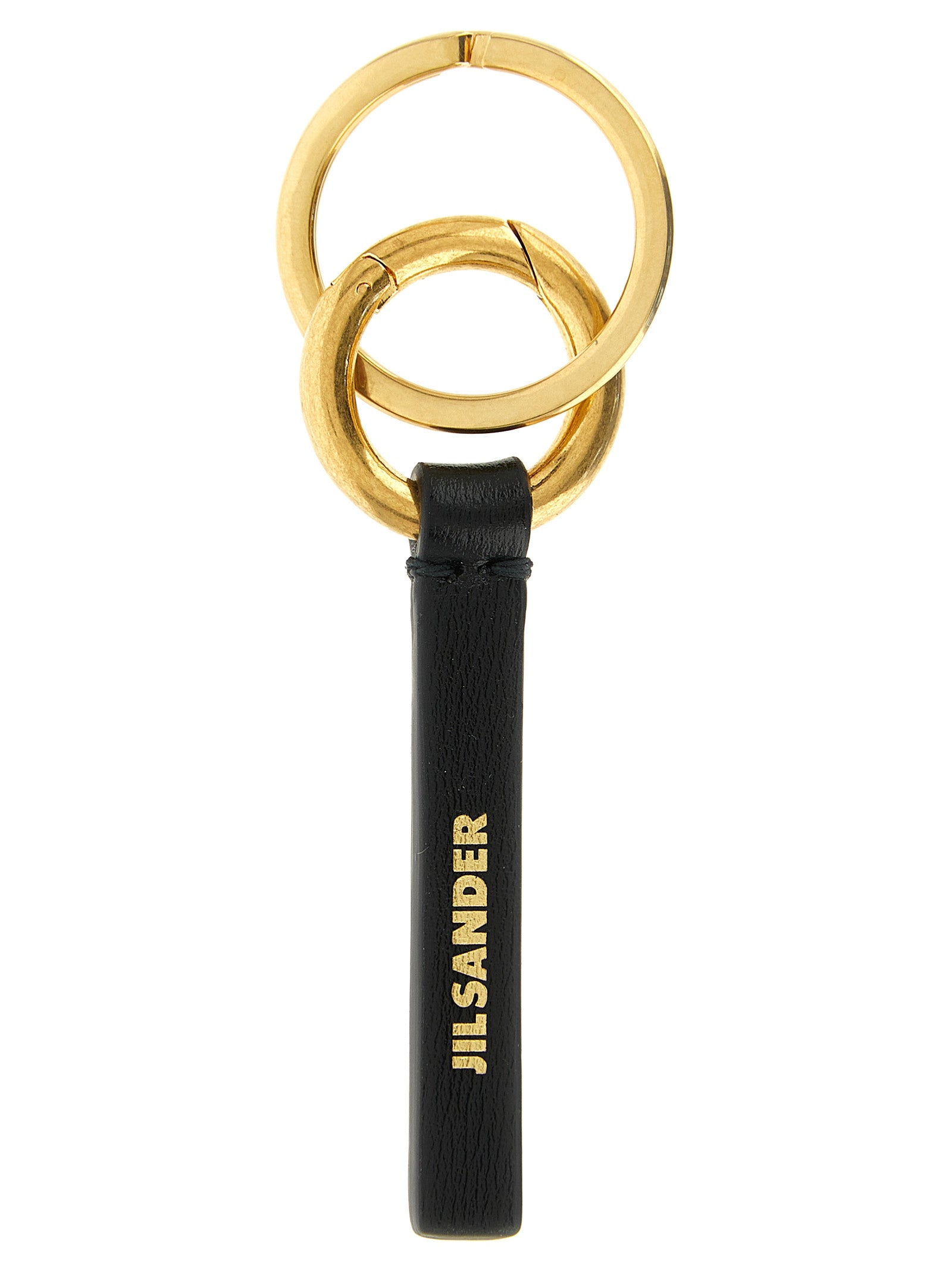 Jil Sander Gold-Ring Calfskin Keychain — Black by Jil Sander