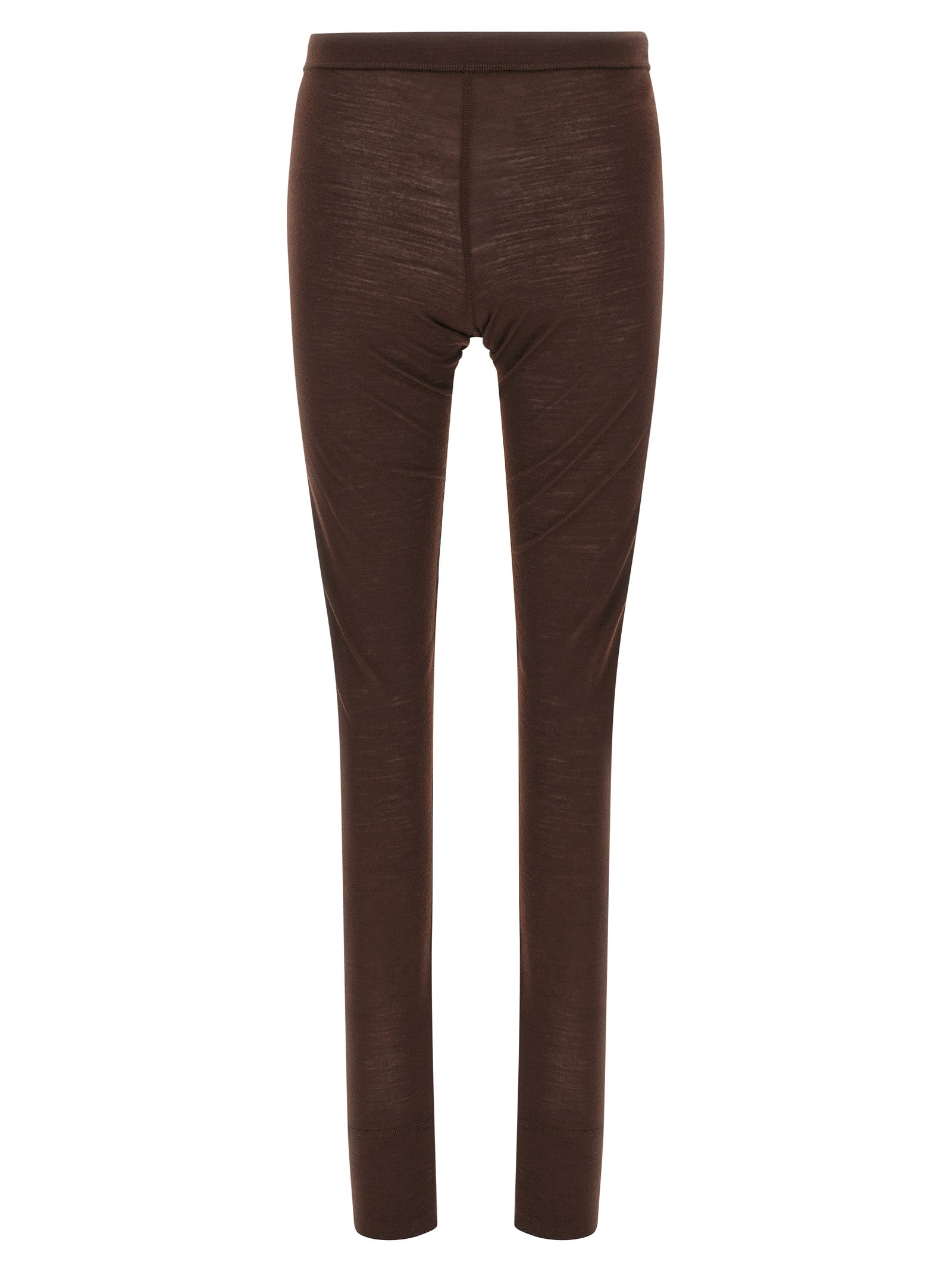 Jil Sander Logo-Print Wool-Blend Leggings — Brown, view 2