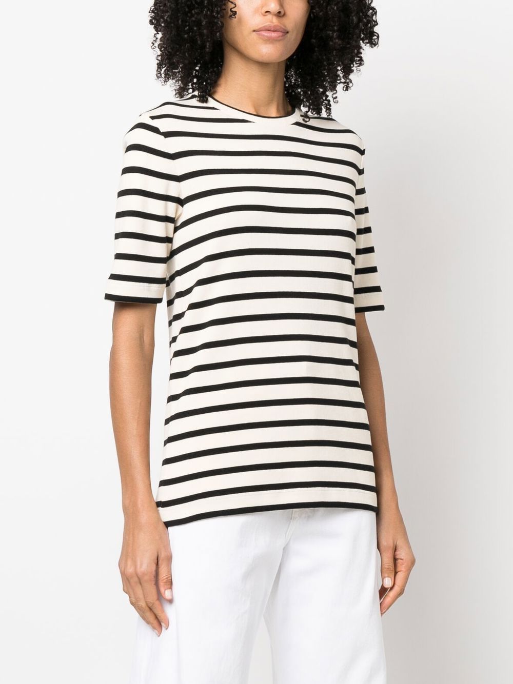 Jil Sander Plus Striped Cotton T-shirt — White, view 2