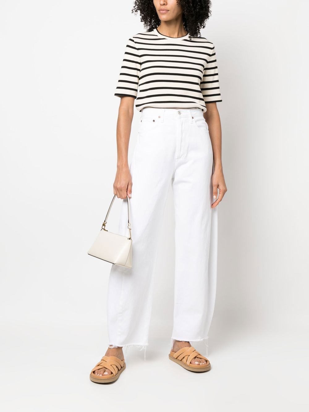 Jil Sander Plus Striped Cotton T-shirt — White, view 3