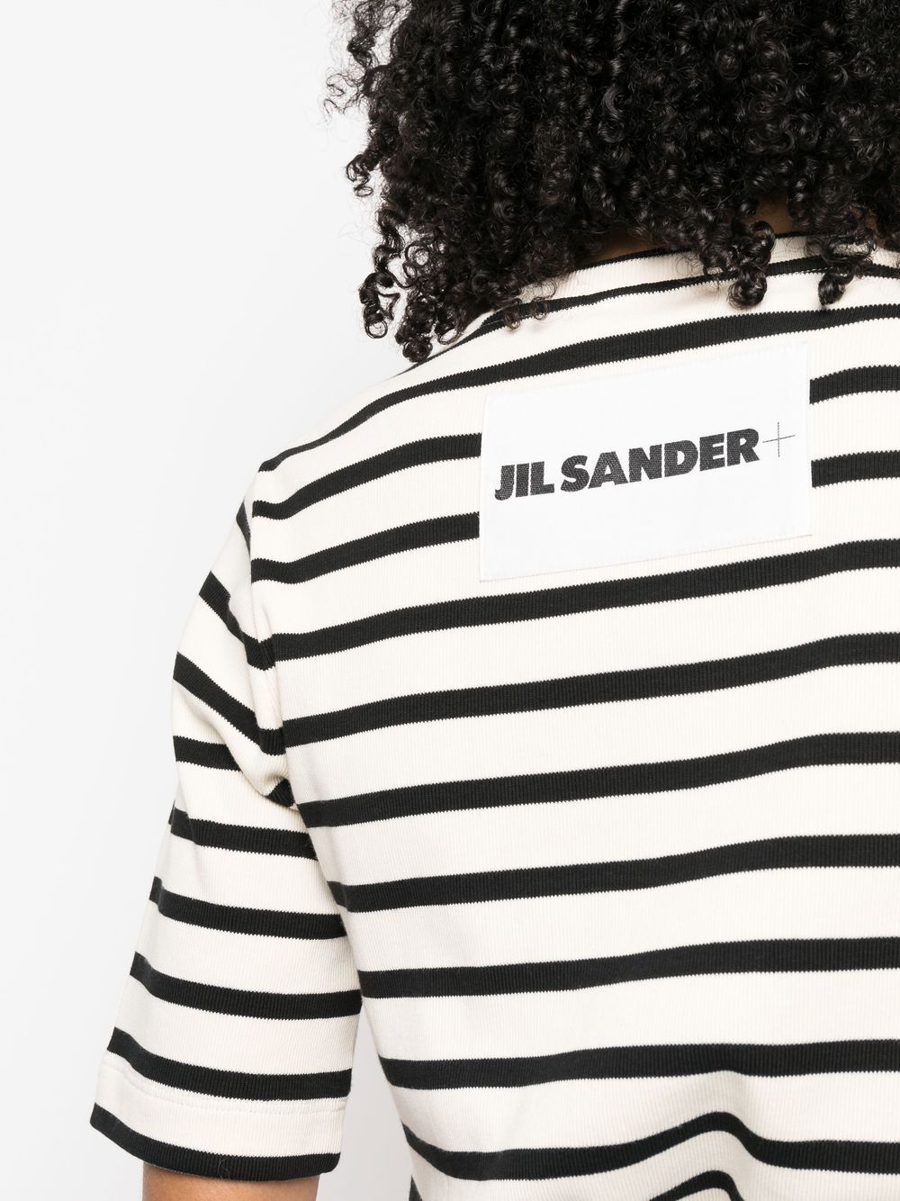 Jil Sander Plus Striped Cotton T-shirt — White, view 4