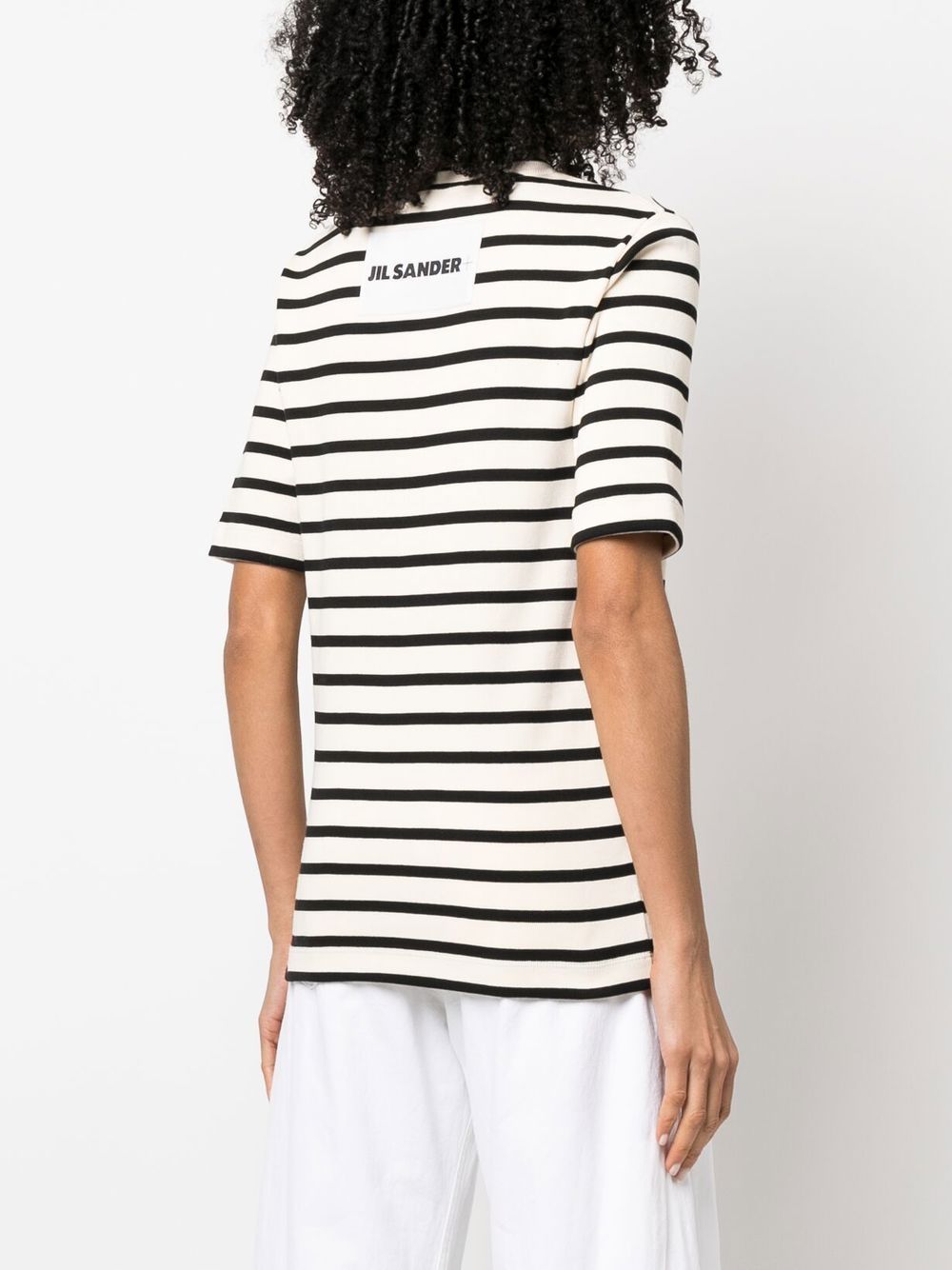 Jil Sander Plus Striped Cotton T-shirt — White, view 5
