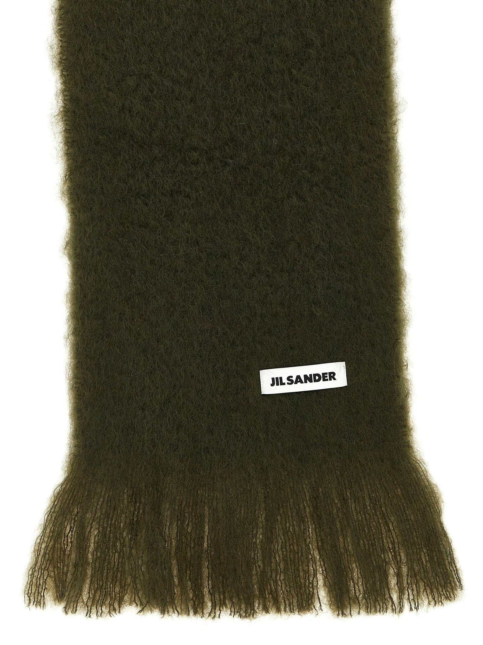 Jil Sander Mohair Wool Blend Scarf — Olive, view 2