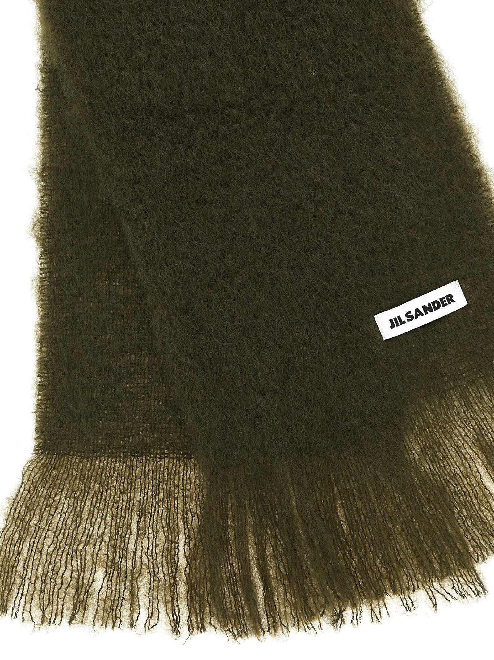 Jil Sander Mohair Wool Blend Scarf — Olive, view 3