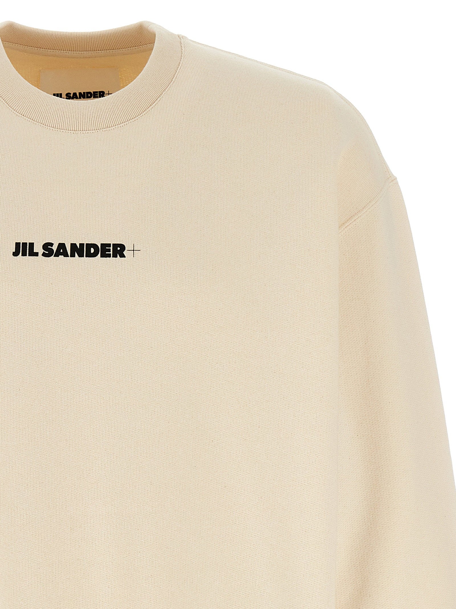 Jil Sander Logo-Embroidered Sweatshirt — Cream, view 3