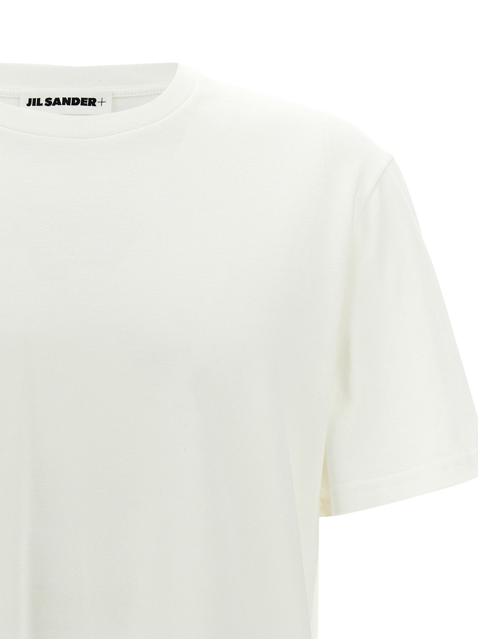 Jil Sander Logo-Patch Cotton T-Shirt — White, view 3