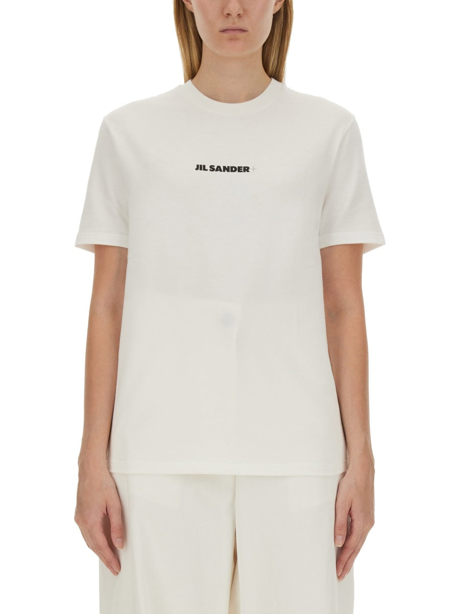 Jil Sander Logo Cotton T-Shirt — White by Jil Sander