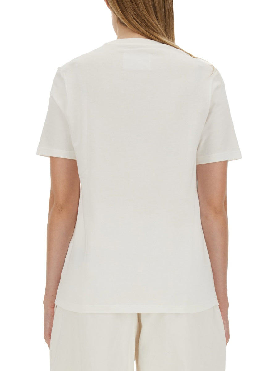 Jil Sander Logo Cotton T-Shirt — White, view 2