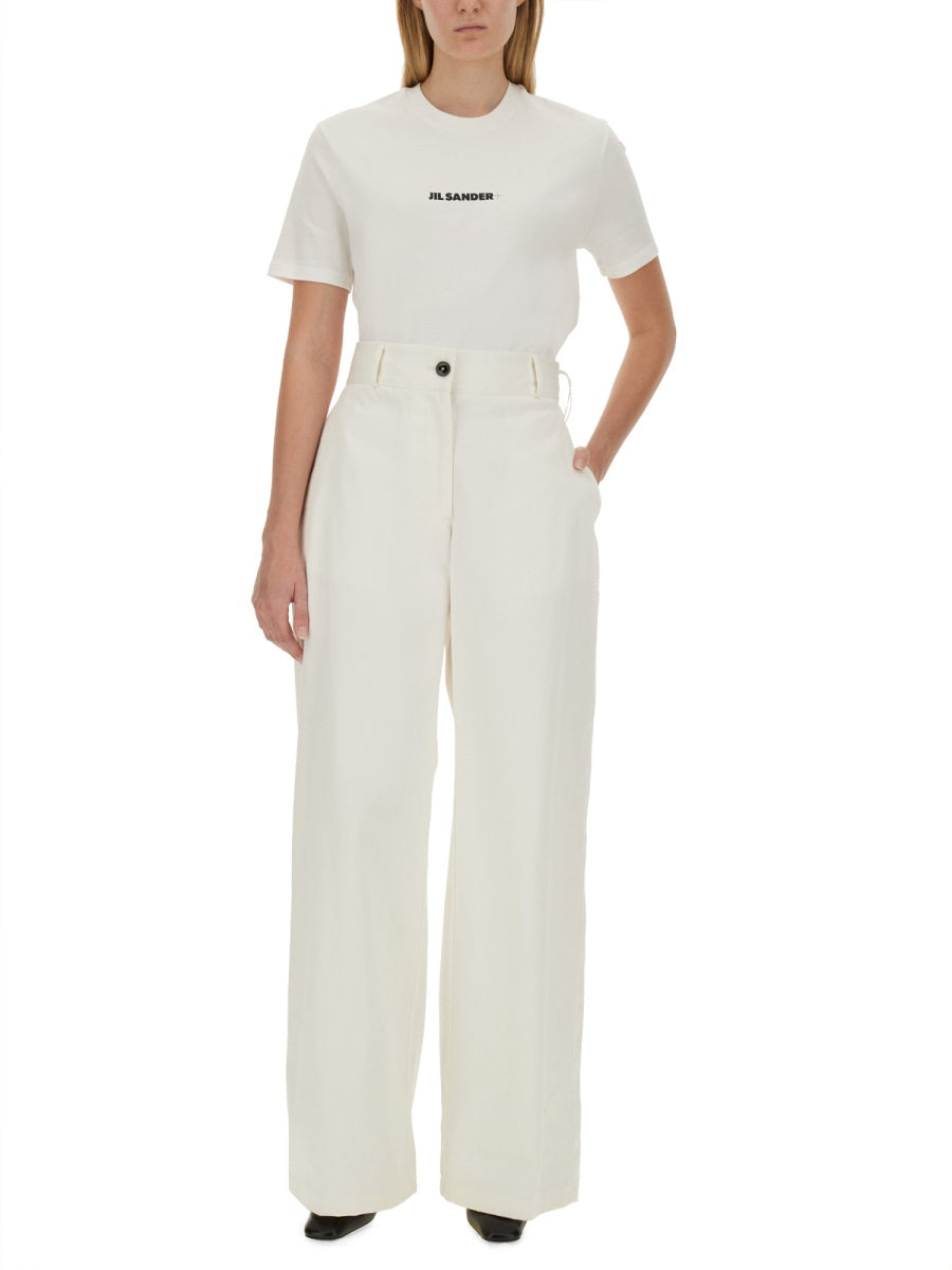 Jil Sander Logo Cotton T-Shirt — White, view 4