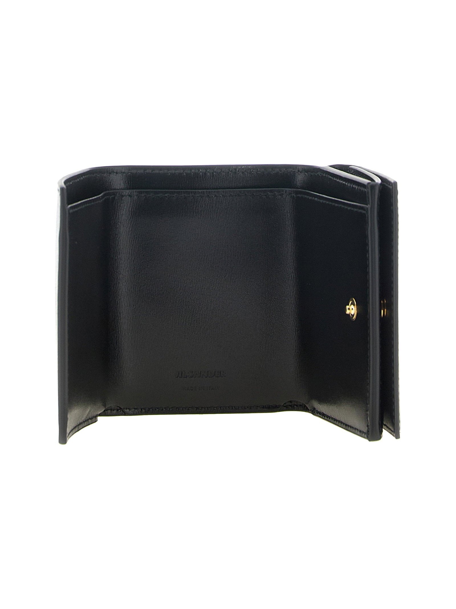Jil Sander Nappa Leather Tri-Fold Wallet — Black, view 3