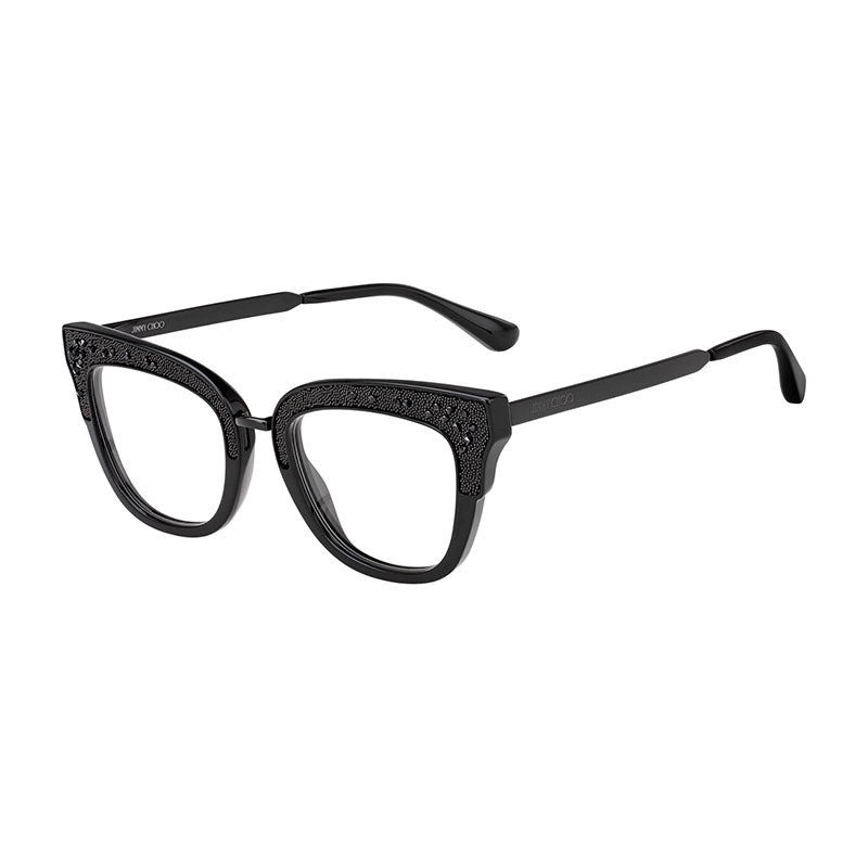 Jimmy Choo JC237080700 Logo-Embellished Acetate Eyeglasses — Black by Jimmy Choo