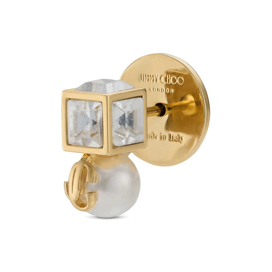 Jimmy Choo Pearl Stud Earrings — Gold, view 2