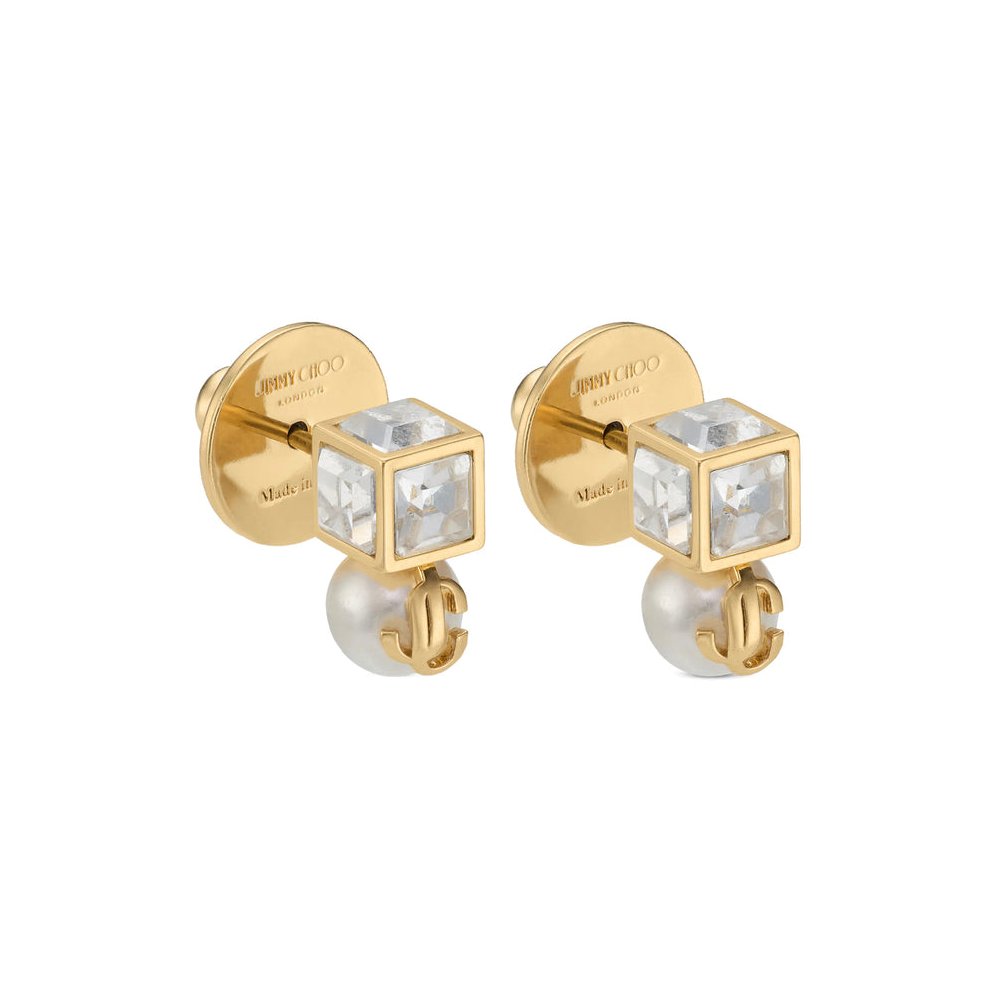 Jimmy Choo Pearl Stud Earrings — Gold, view 3