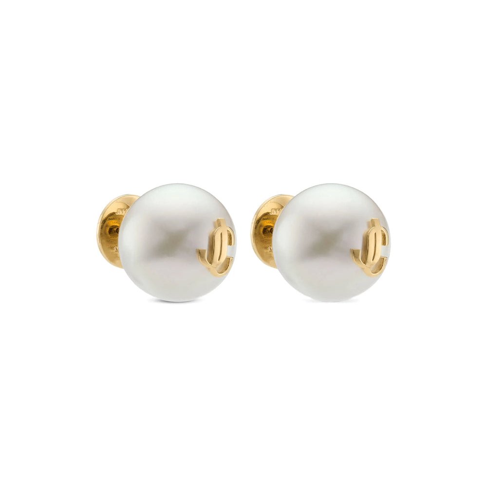 Jimmy Choo Maxi Pearl Stud Earrings — White, view 2