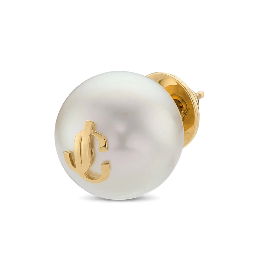 Jimmy Choo Maxi Pearl Stud Earrings — White, view 3