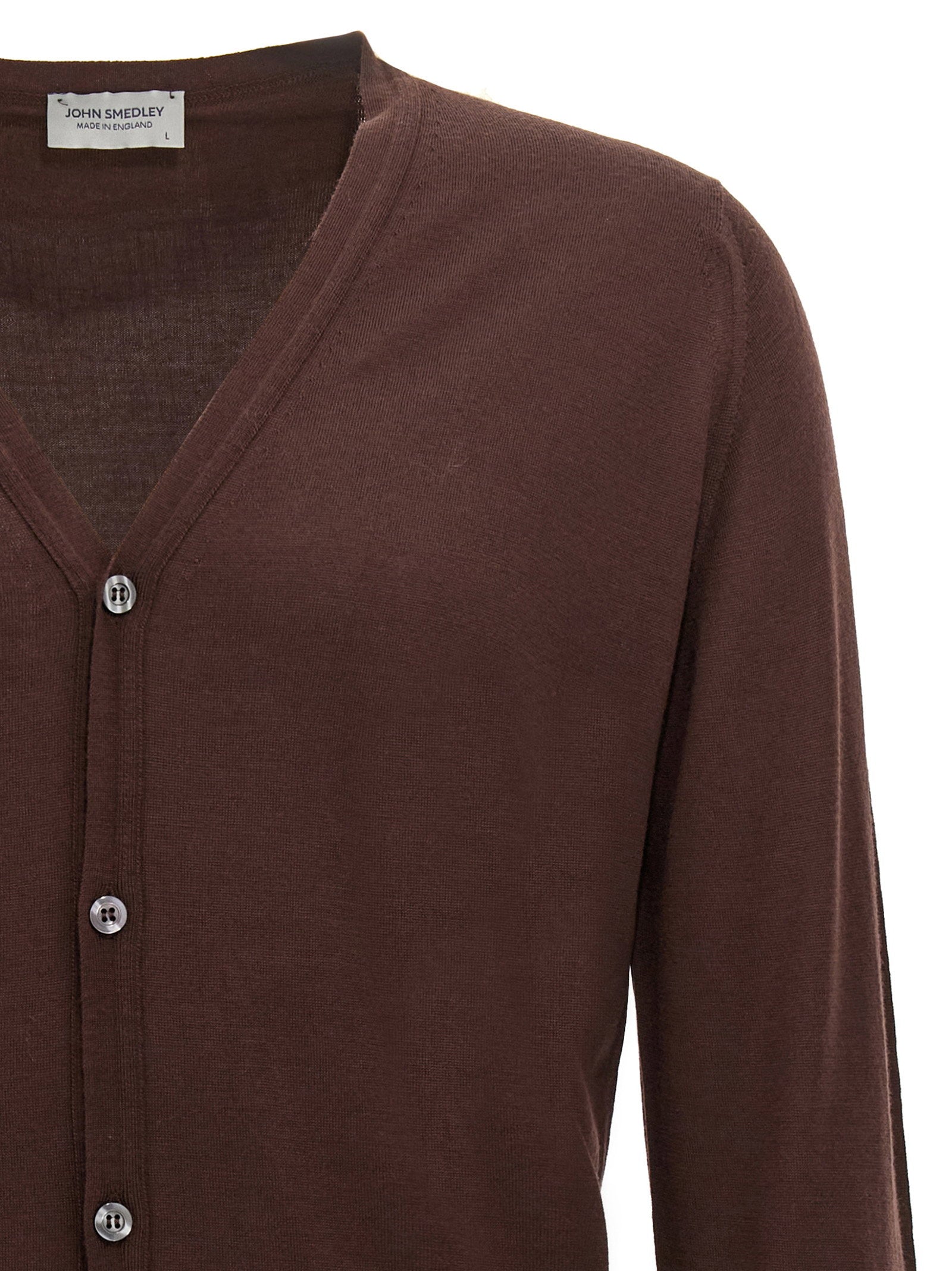 John Smedley Petworth Cardigan — Brown, view 3