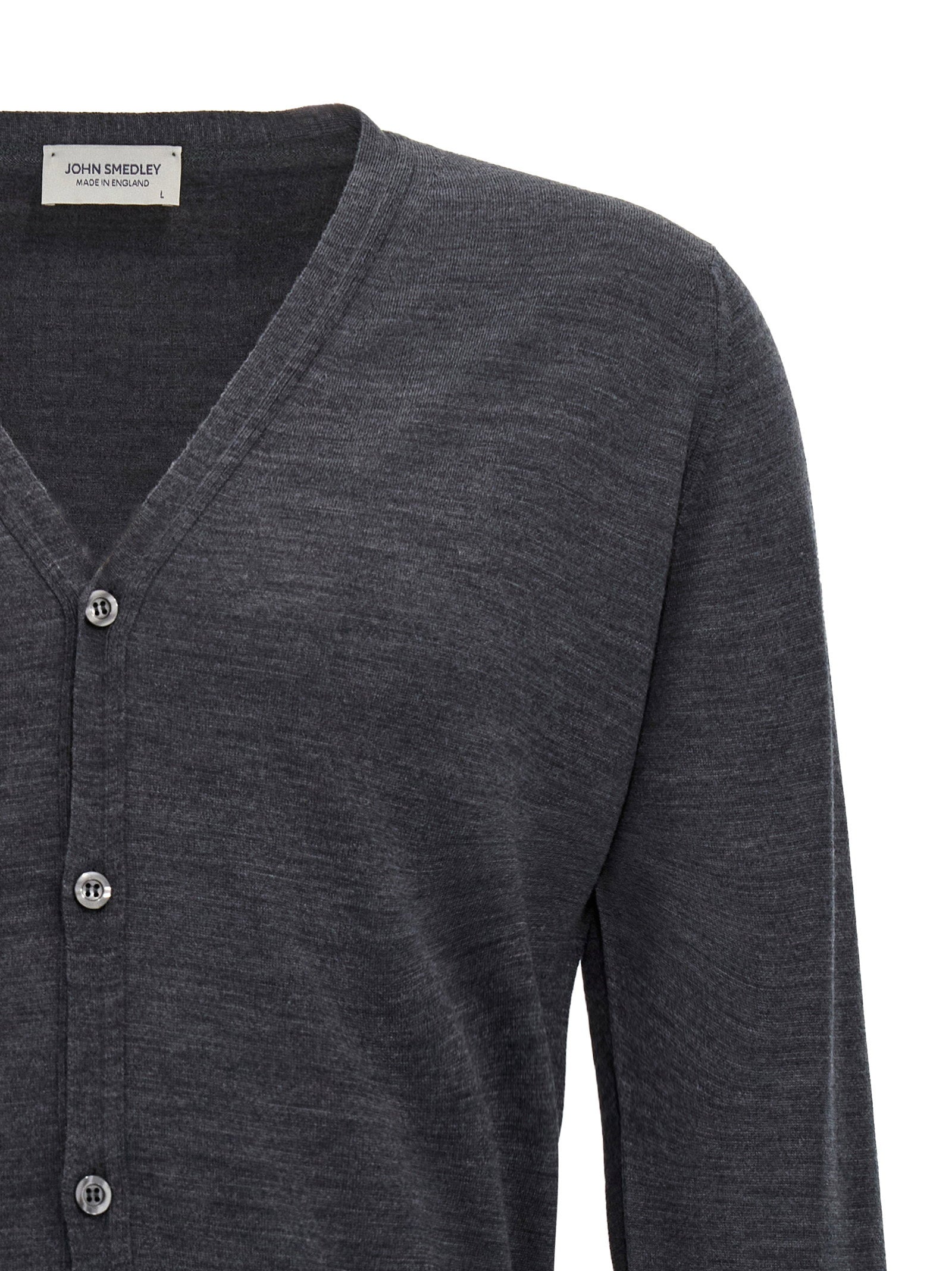 John Smedley Petworth Cardigan — Charcoal, view 3