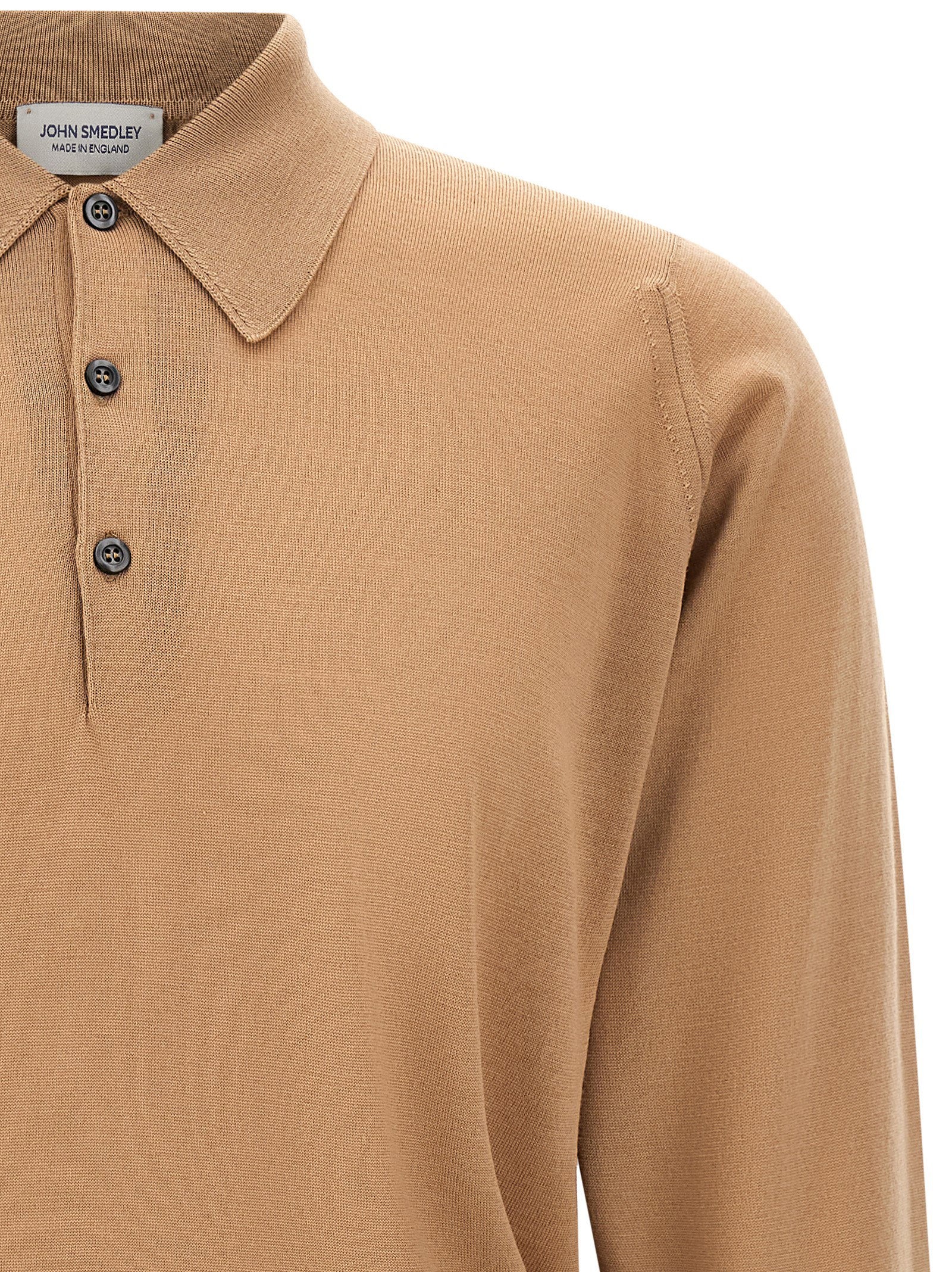John Smedley Dorset Polo Shirt — Camel, view 3