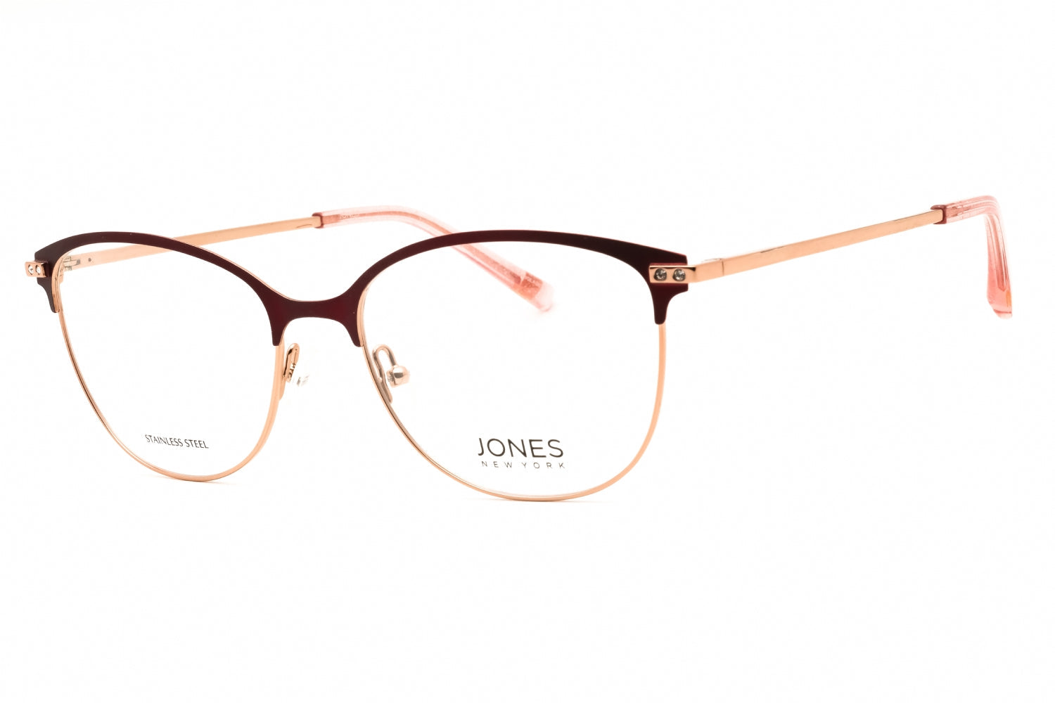 Jones New York VJON498 Oval Metal Frame Eyeglasses — Burgundy by Jones New York