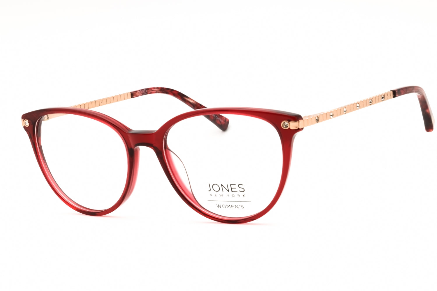 Jones New York VJON790 Round Acetate-and-Metal Eyeglasses — Burgundy by Jones New York