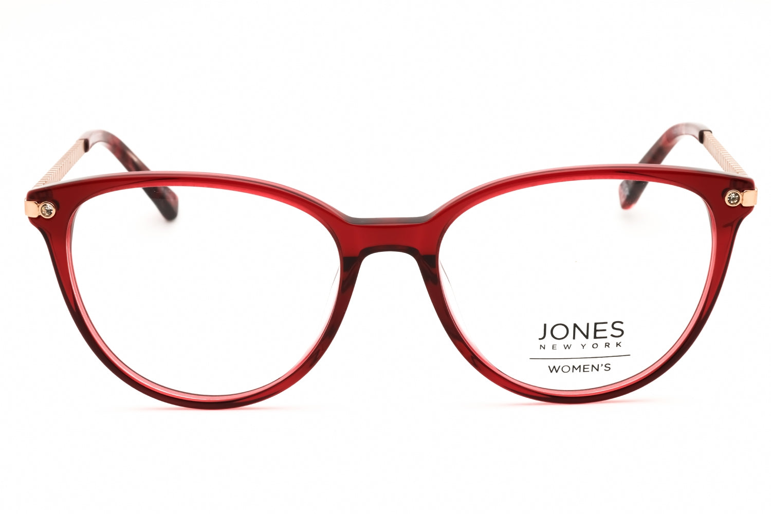 Jones New York VJON790 Round Acetate-and-Metal Eyeglasses — Burgundy, view 2