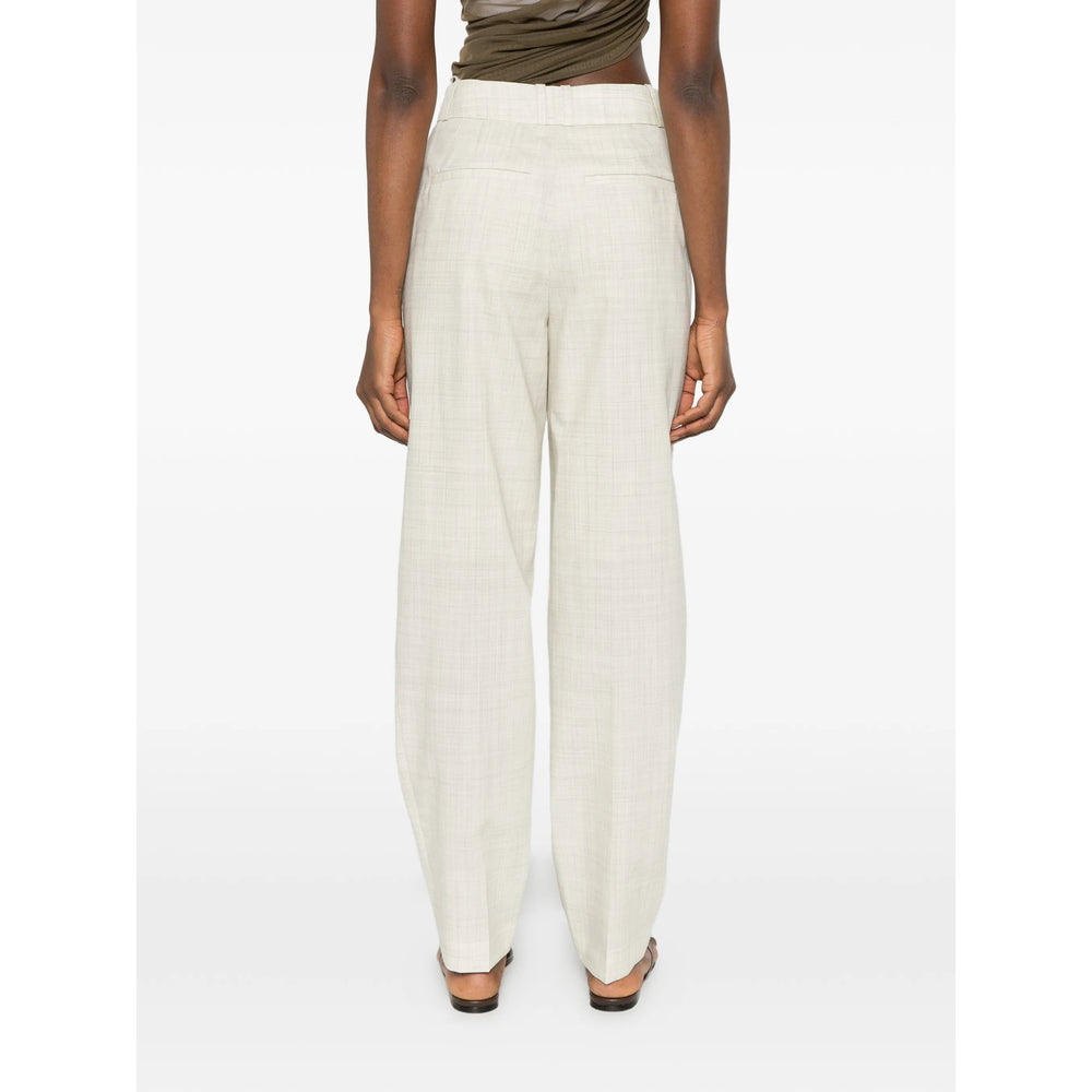Joseph Virgin Wool Straight-Leg Trousers — White, view 3