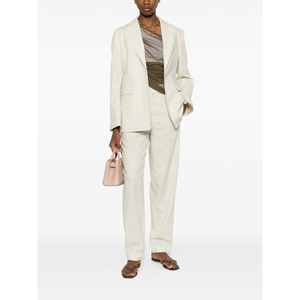 Joseph Virgin Wool Straight-Leg Trousers — White, view 4