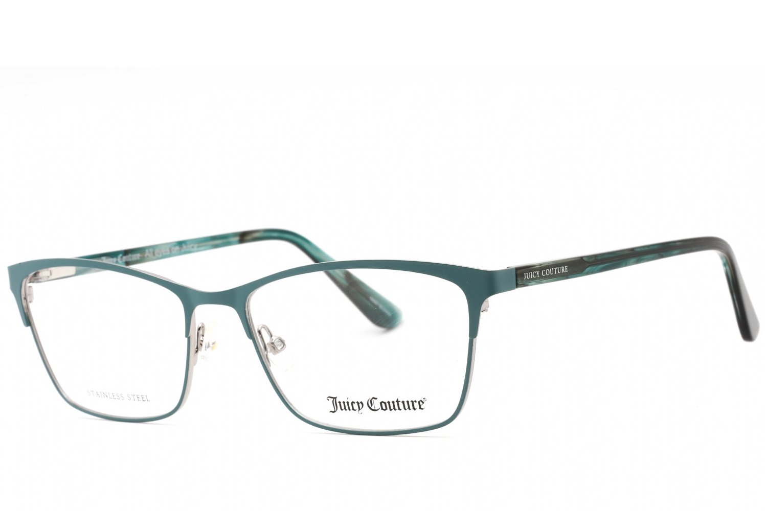 Juicy Couture JU232 Metal-Frame Rectangular Eyeglasses — Teal by Juicy Couture