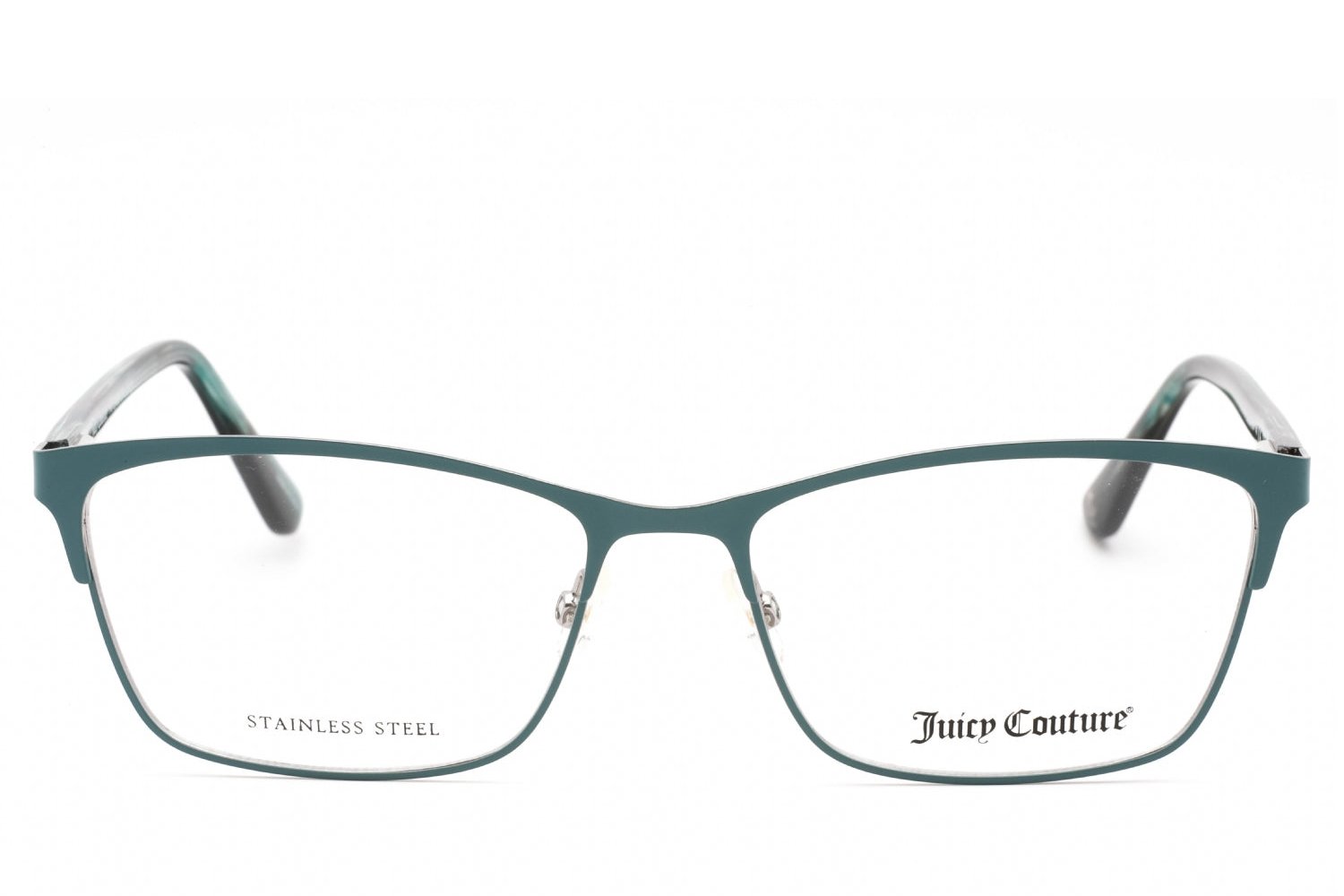 Juicy Couture JU232 Metal-Frame Rectangular Eyeglasses — Teal, view 2