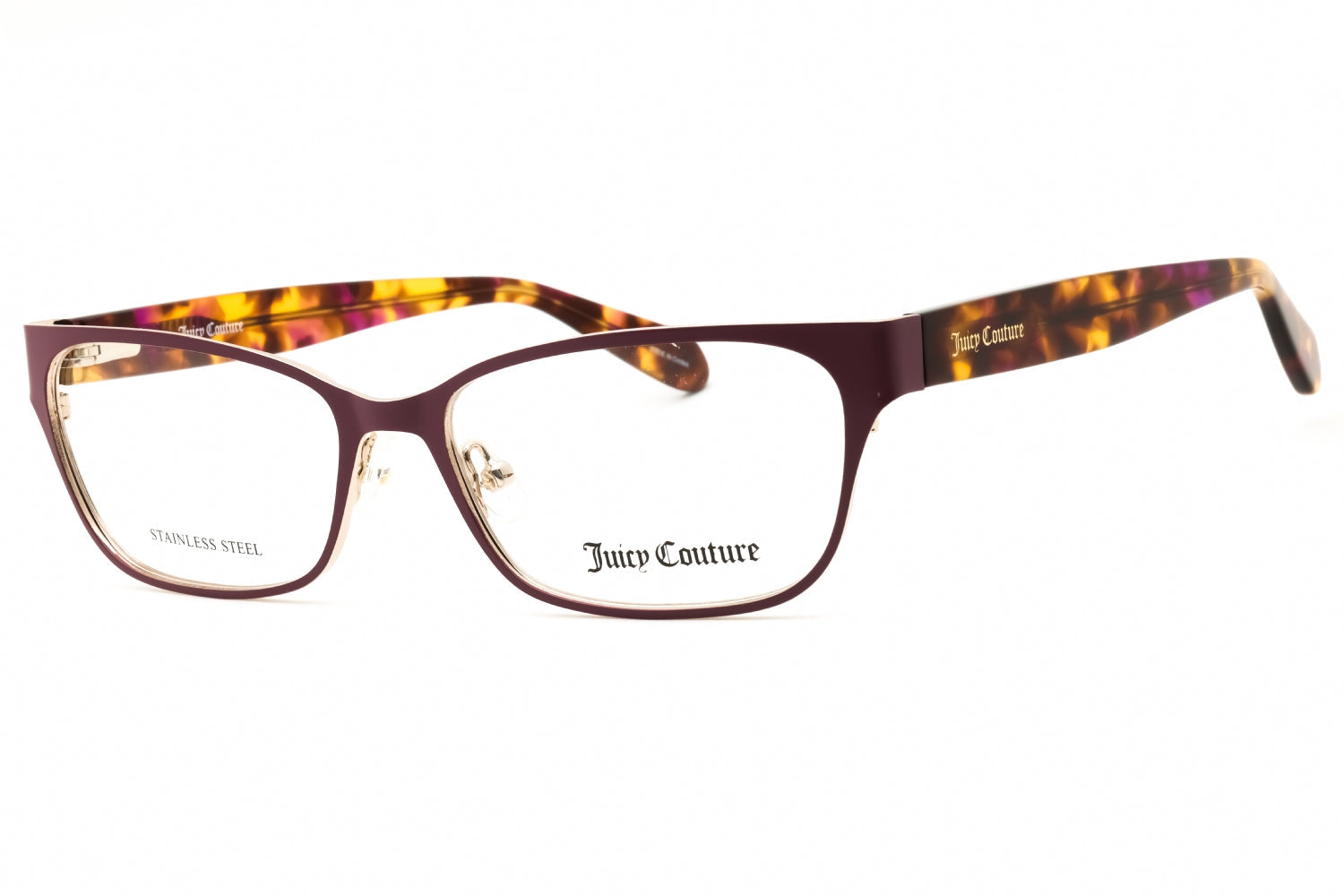 Juicy Couture JU253G Metal-Frame Rectangular Eyeglasses — Mauve by Juicy Couture