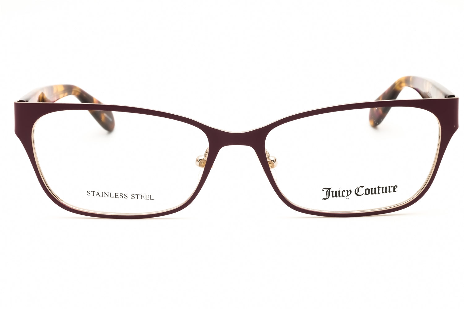 Juicy Couture JU253G Metal-Frame Rectangular Eyeglasses — Mauve, view 2