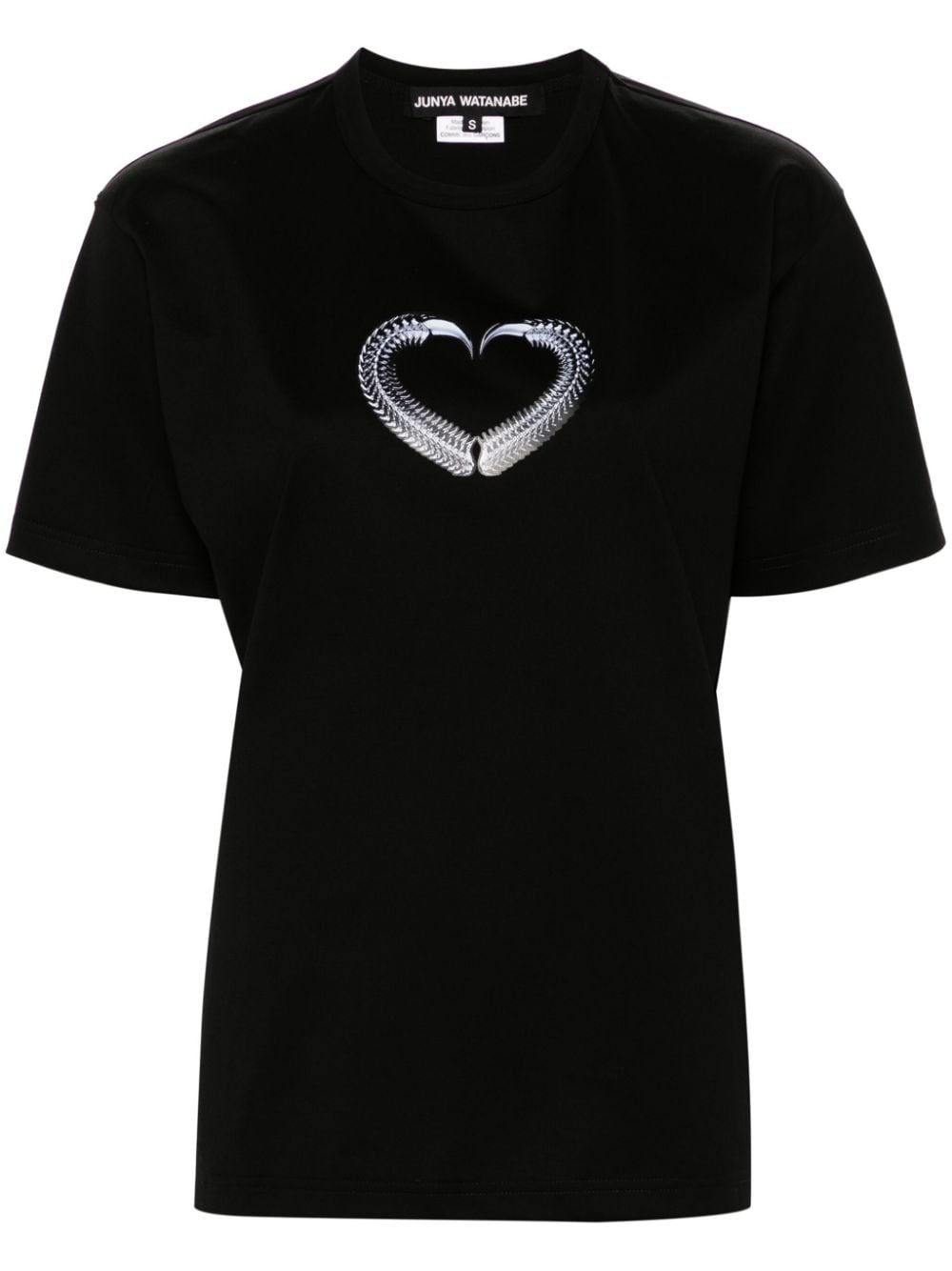 Junya Watanabe Graphic Heart Print T-Shirt — Black by Junya Watanabe
