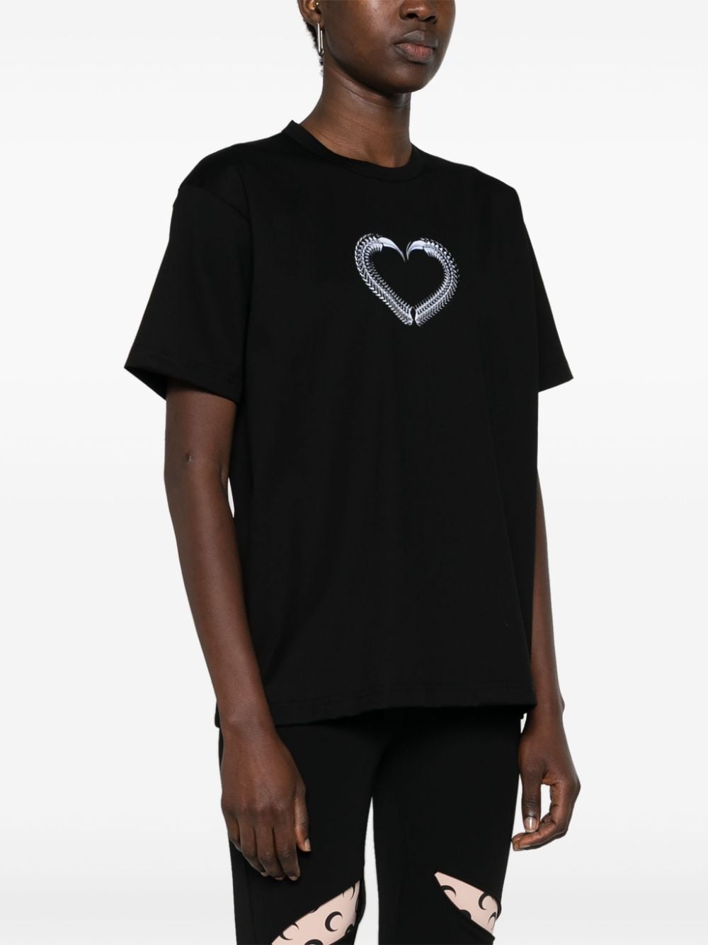Junya Watanabe Graphic Heart Print T-Shirt — Black, view 4
