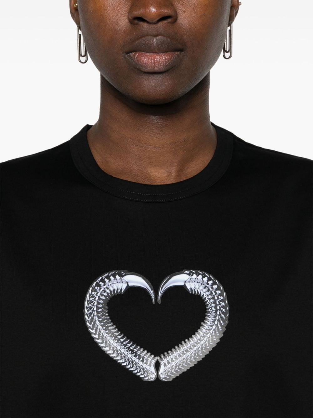 Junya Watanabe Graphic Heart Print T-Shirt — Black, view 5
