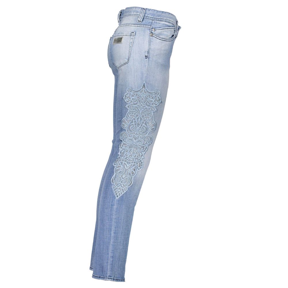 Just Cavalli Embroidered Cotton Jeans — Blue, view 3