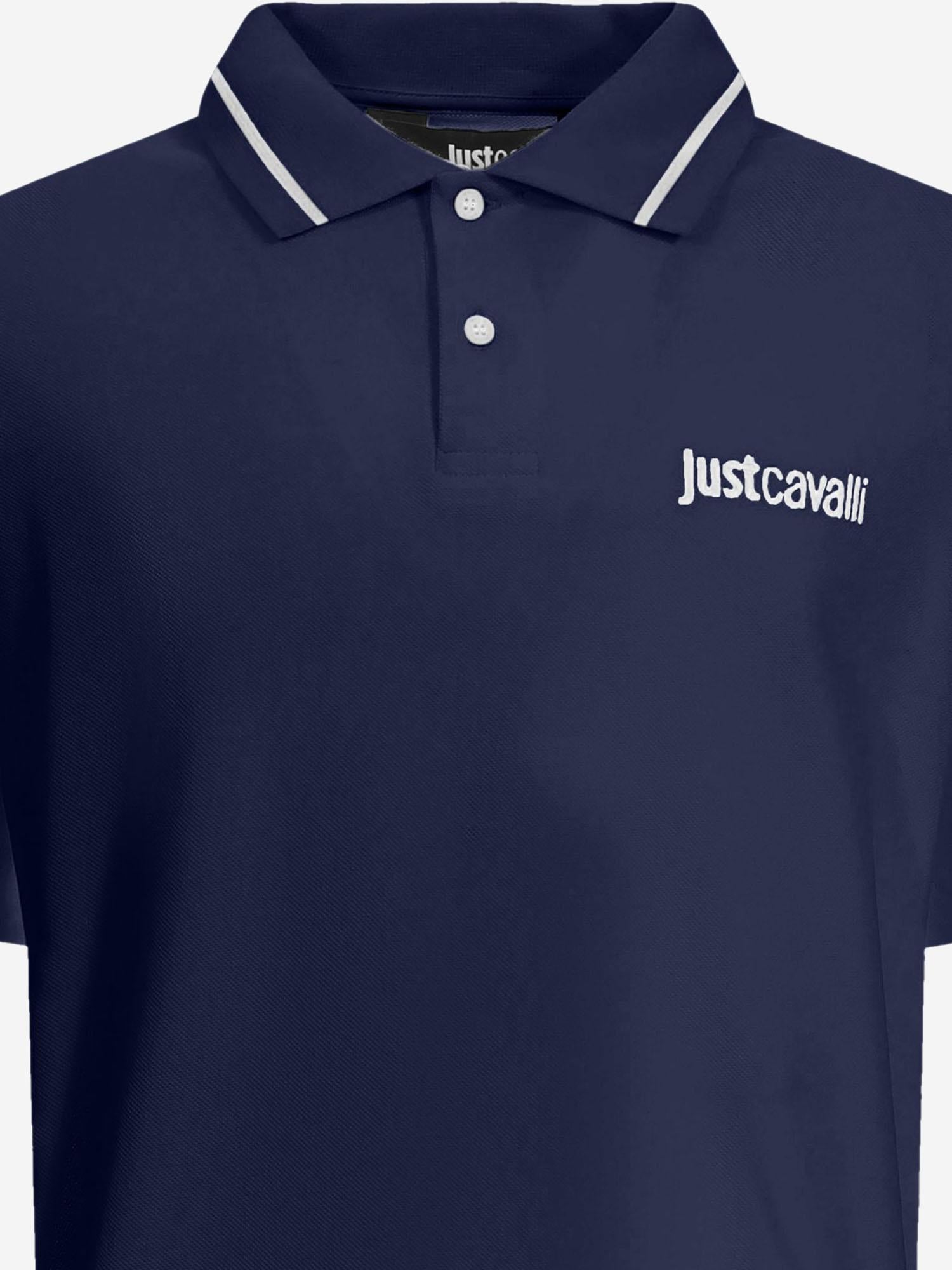 Just Cavalli Two-Tone Collar Cotton Polo — Navy by Just Cavalli