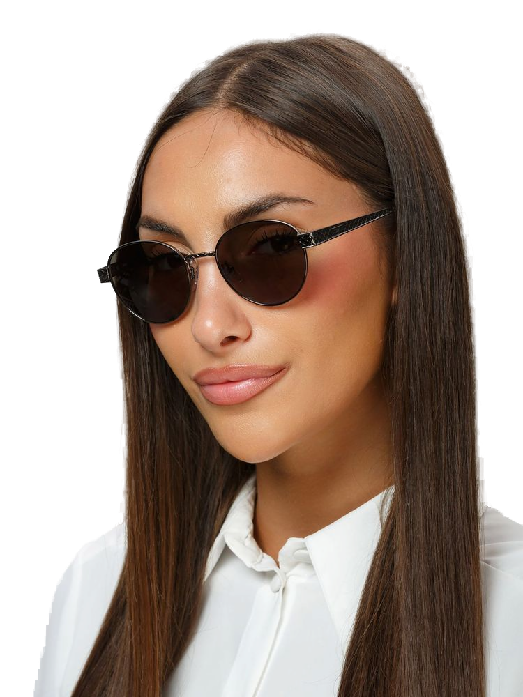 Just Cavalli SJC181 Round-Frame Metal Sunglasses — Brown by Just Cavalli