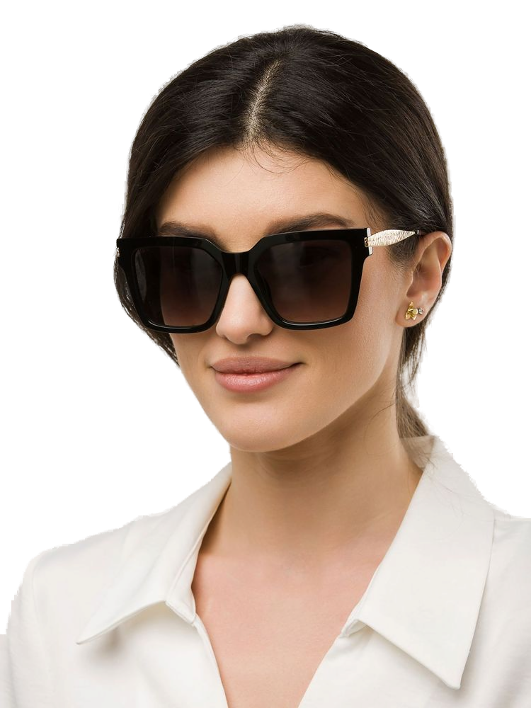 Just Cavalli SJC201 Oversized Square Acetate Sunglasses — Black by Just Cavalli
