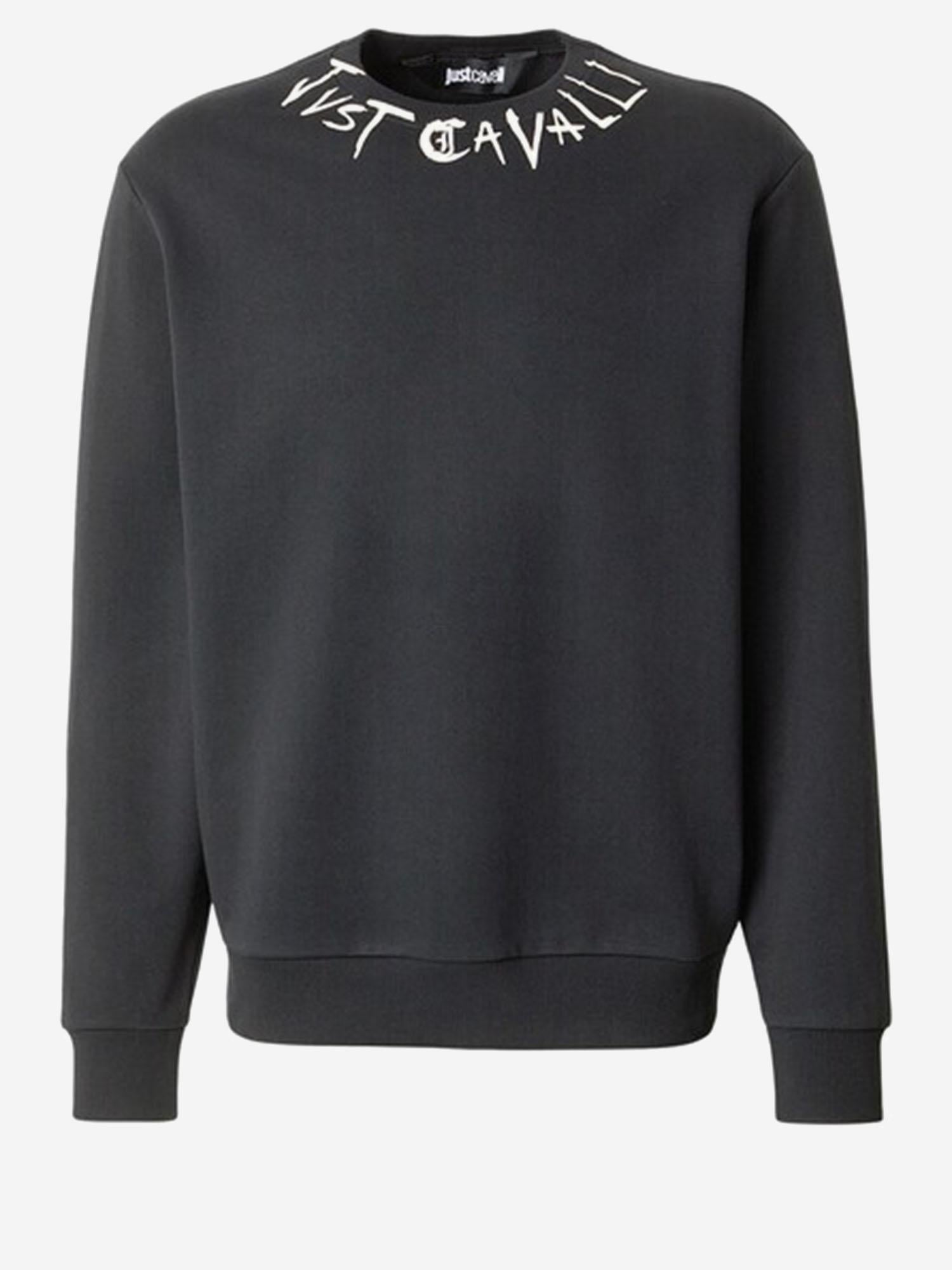 Just Cavalli Logo-Embroidered Crew Neck Sweatshirt — Black, view 2
