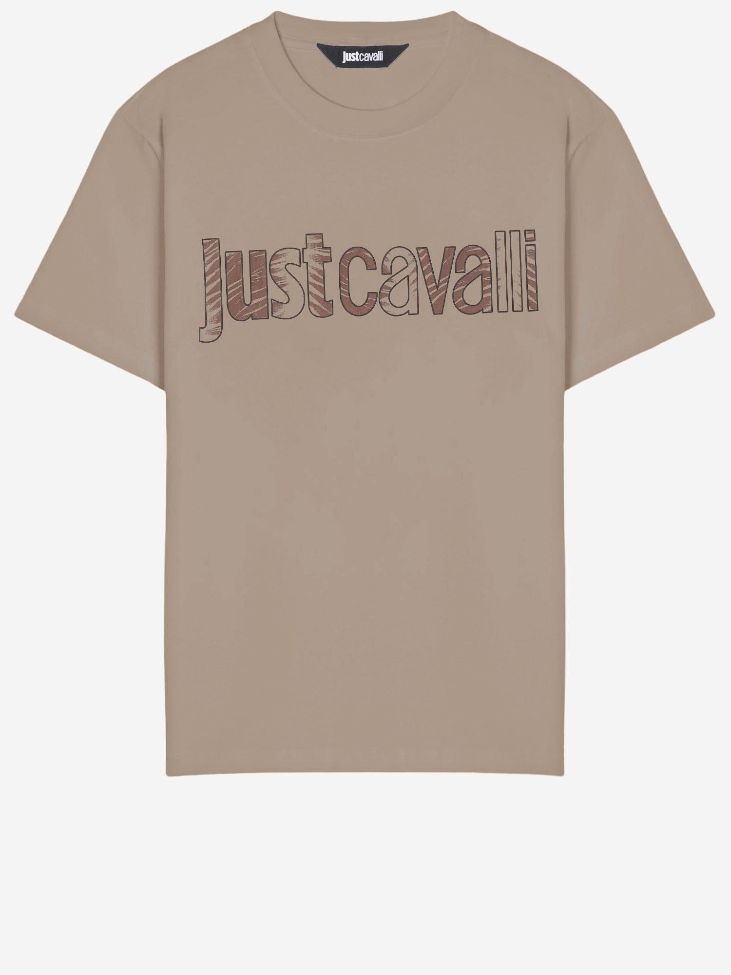 Just Cavalli Logo-Print Cotton T-Shirt — Beige by Just Cavalli