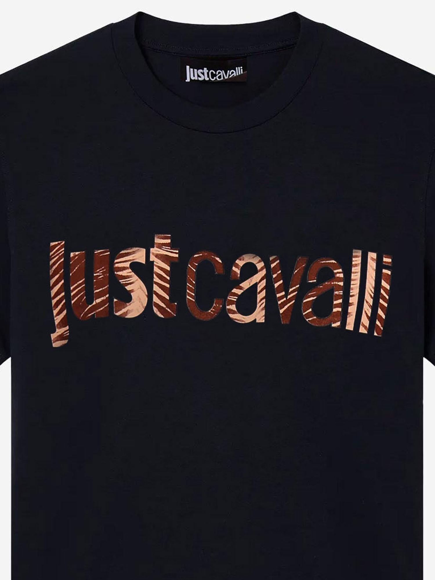 Just Cavalli Logo-Printed Cotton T-Shirt — Black by Just Cavalli