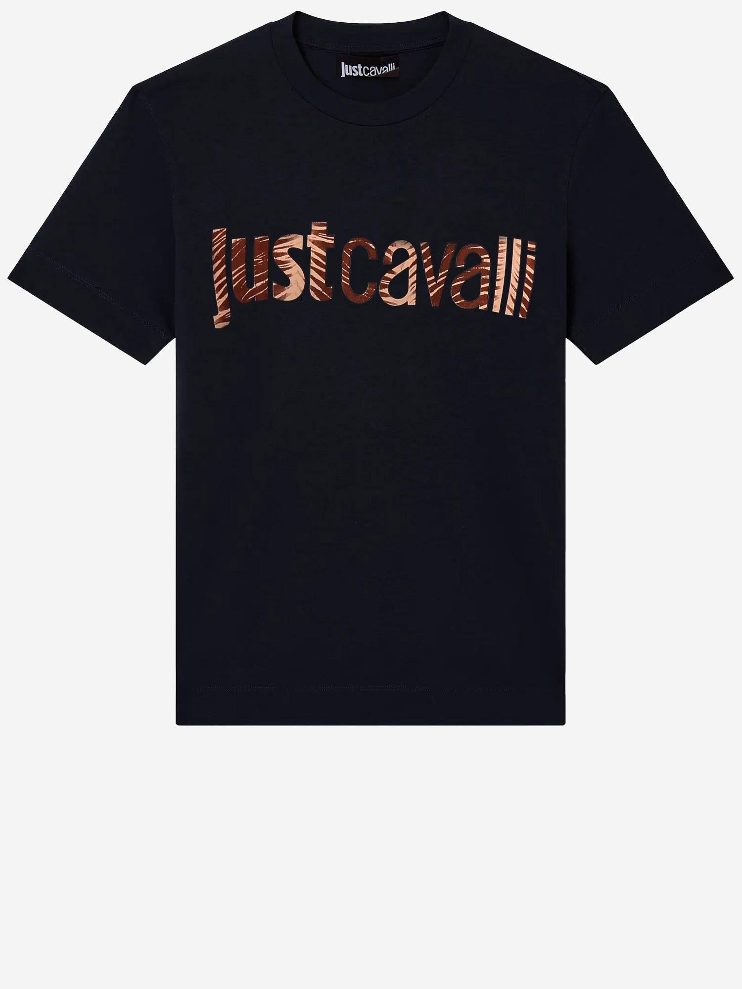 Just Cavalli Logo-Printed Cotton T-Shirt — Black, view 2