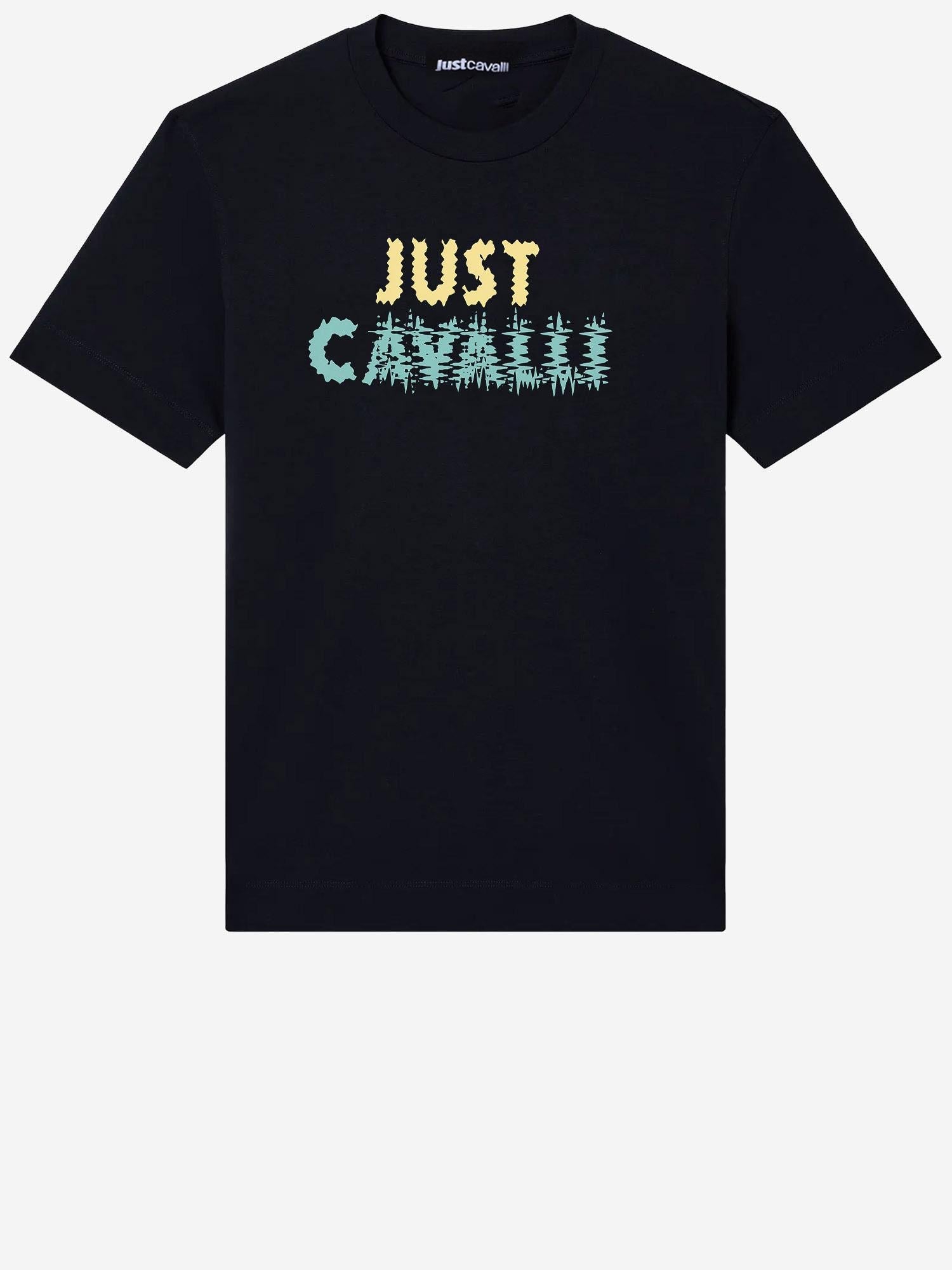Just Cavalli Logo-Print Cotton T-Shirt — Black, view 3