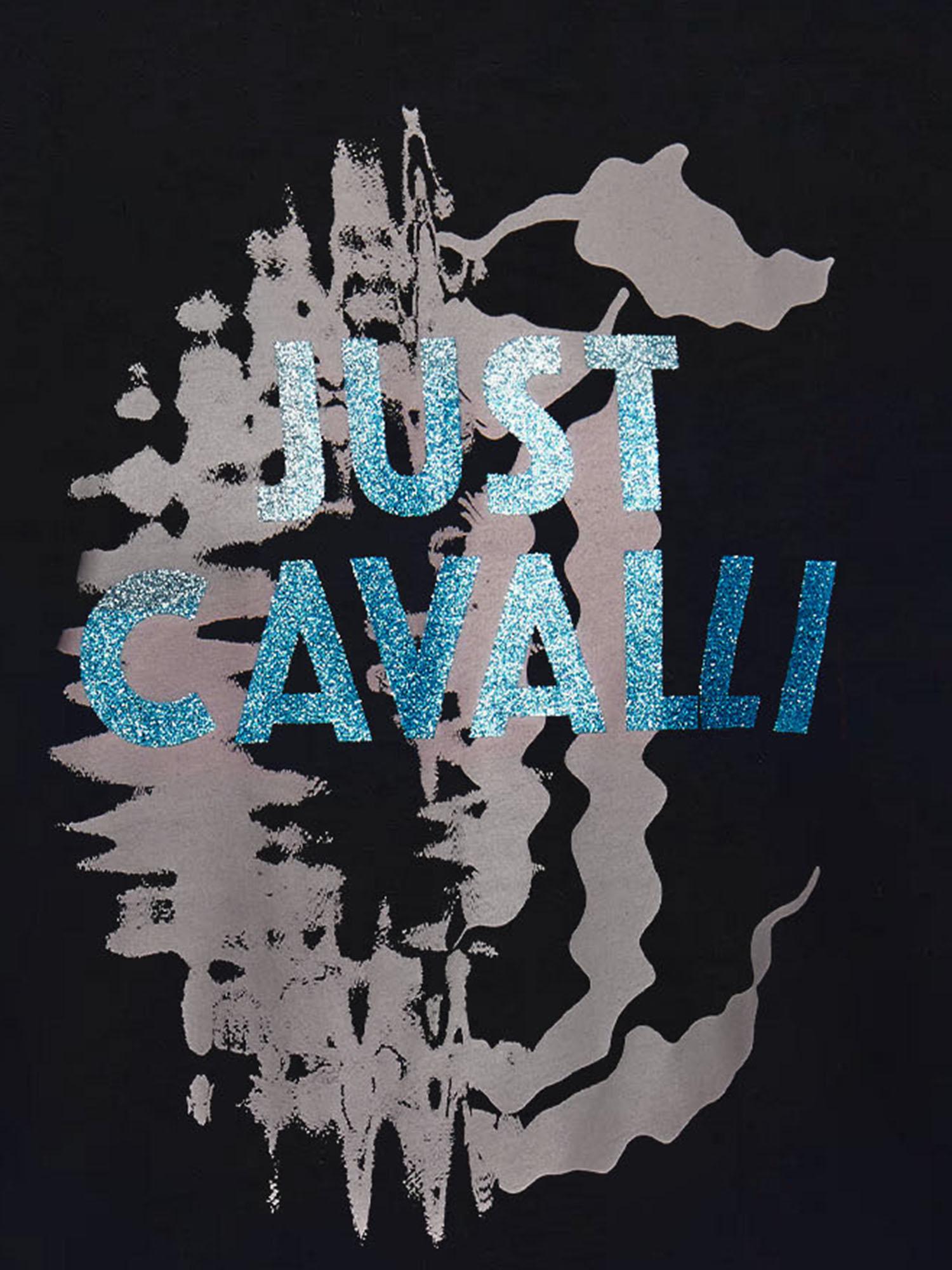 Just Cavalli Logo-Print Cotton T-Shirt — Black, view 2